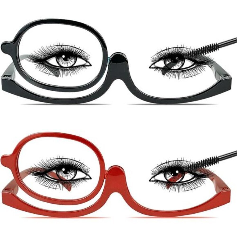 2-Pack Flip Lens Makeup Glasses – One-Eye Magnifier for Precise Eye Makeup X1.0